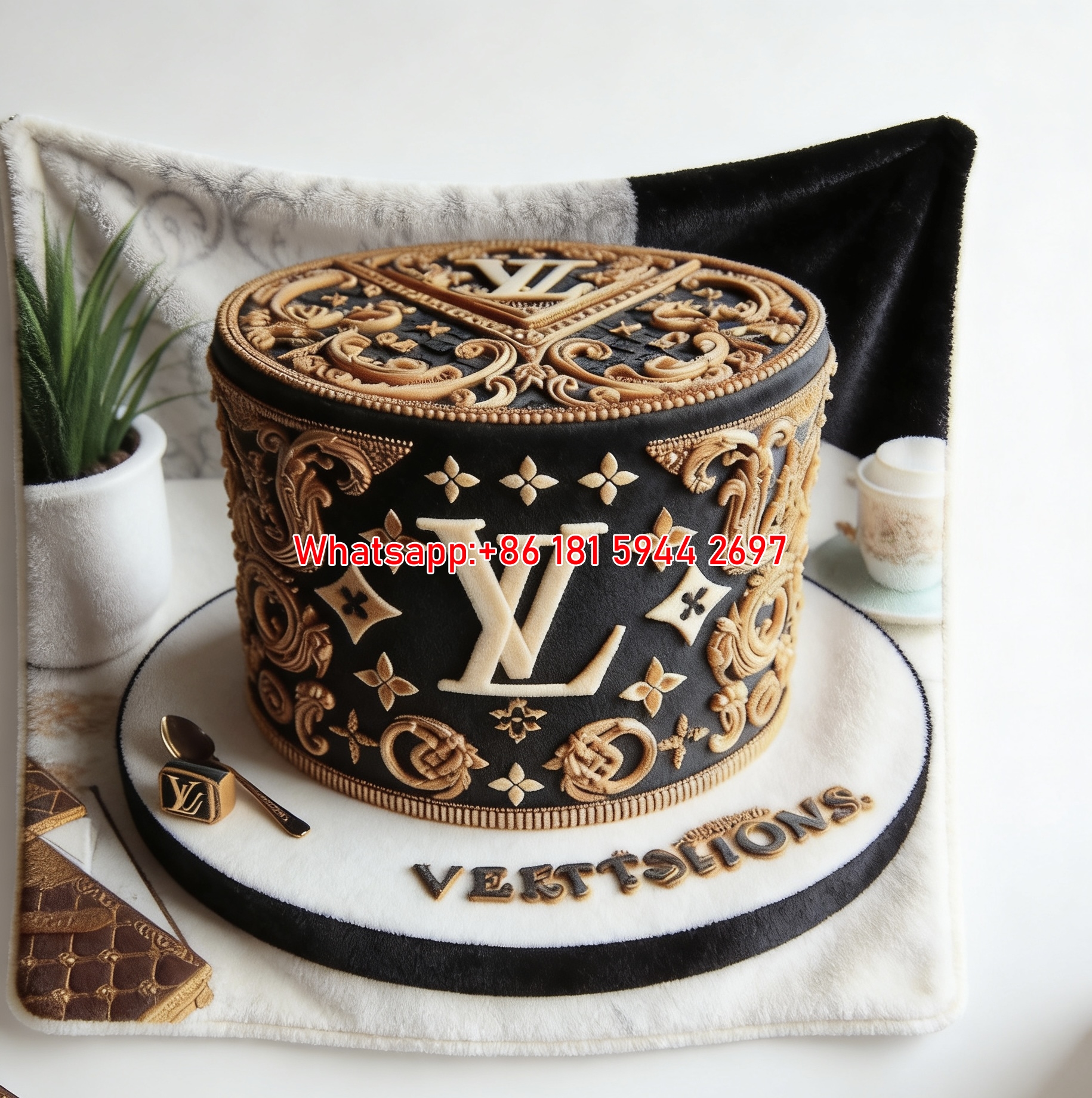 Luxury LV Monogram Cake Print Flannel Throw Blanket 494